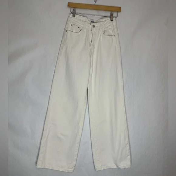 Princess Polly Denim Hailie Jeans Cream Wide Leg Non-Stretch in Size US 4 - Picture 14 of 16